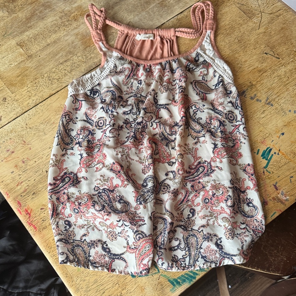 Hint of Mint Paisley Tank Top in Pink and Cream